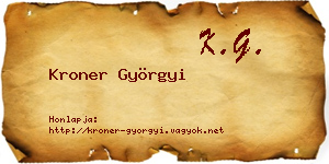 Kroner Györgyi névjegykártya